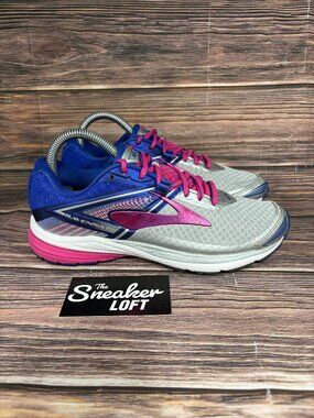 Brooks Ravenna 8 Women's Silver Blue Pink Athletic Running Shoes Size 7.5